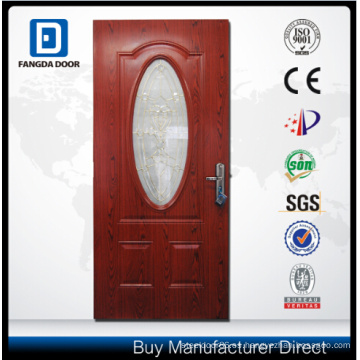 Fangda protectora PVC recubierto puerta Exterior teca roja Oval pequeño